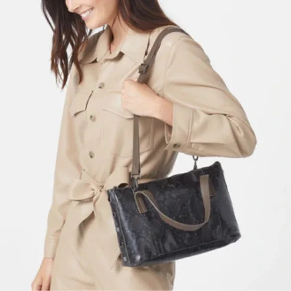 Hammitt Addie Medium Snake-Print Olivine Leather Tote Crossbody Bag - Picture 2 of 13